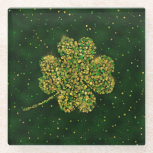 Dessous-de-verre En Verre Un Shamrock irlandais à quatre feuilles de trèfl