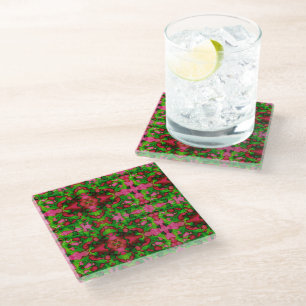 Dessous-de-verre En Verre Une étude en rose et vert