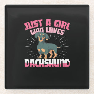 Dessous-de-verre En Verre Une fille qui aime Dachshund