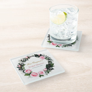 Dessous-de-verre En Verre Une romance floue : Fête des mariées rose
