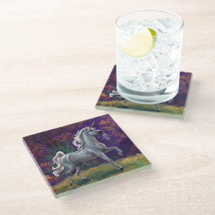 Dessous-de-verre En Verre Unicorn Glade Art