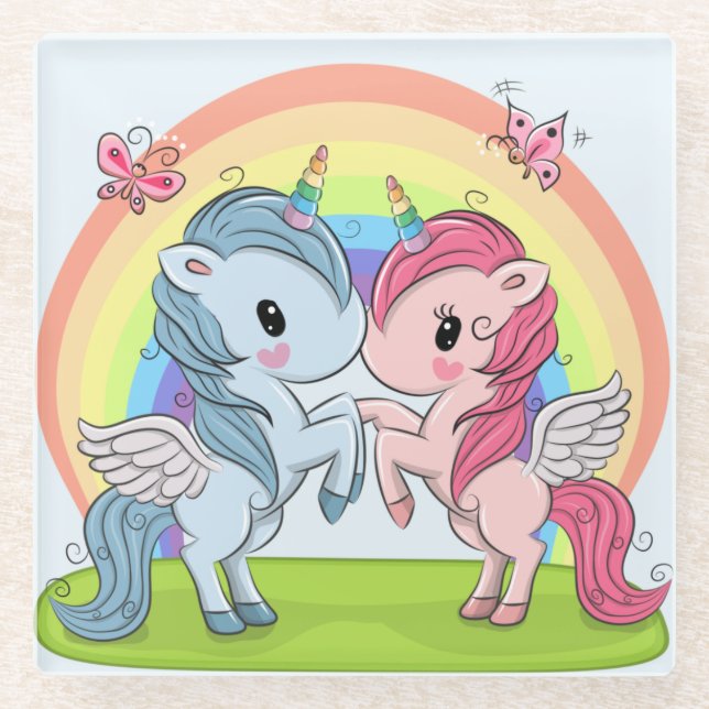 Dessous-de-verre En Verre Unicornes (Devant)