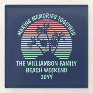 Dessous-de-verre En Verre Vacances familiales personnalisées Retro Tropical 