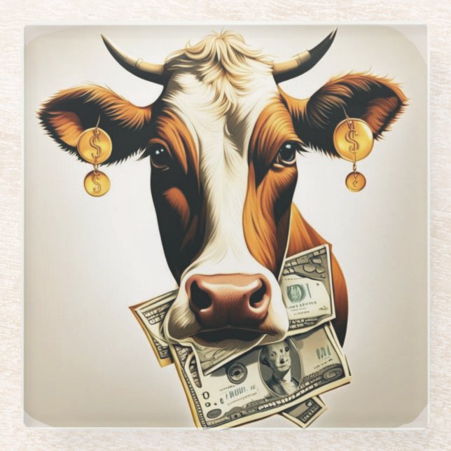 Dessous-de-verre En Verre Vache en espèces (Devant)