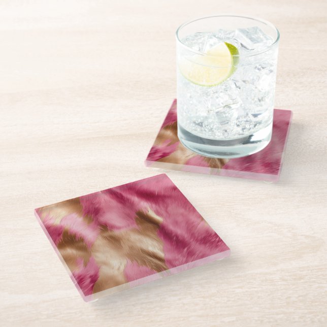 Dessous-de-verre En Verre Vachette Brown Western Pink Gold (Incliné)