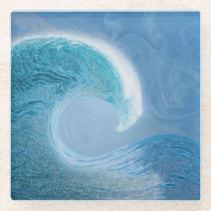 Dessous-de-verre En Verre Vague Bleue Artistique
