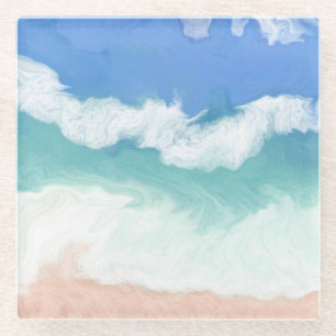 Dessous-de-verre En Verre Vagues océaniques bleues et Turquoises