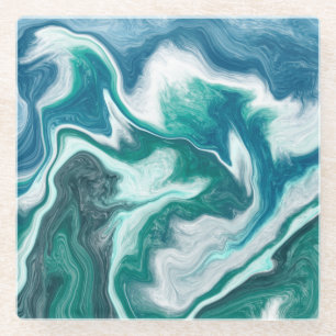 Dessous-de-verre En Verre Vagues turquoise et bleu océan