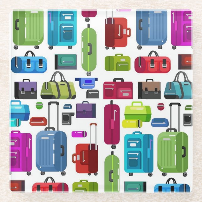 Dessous-de-verre En Verre Valises au néon (Devant)