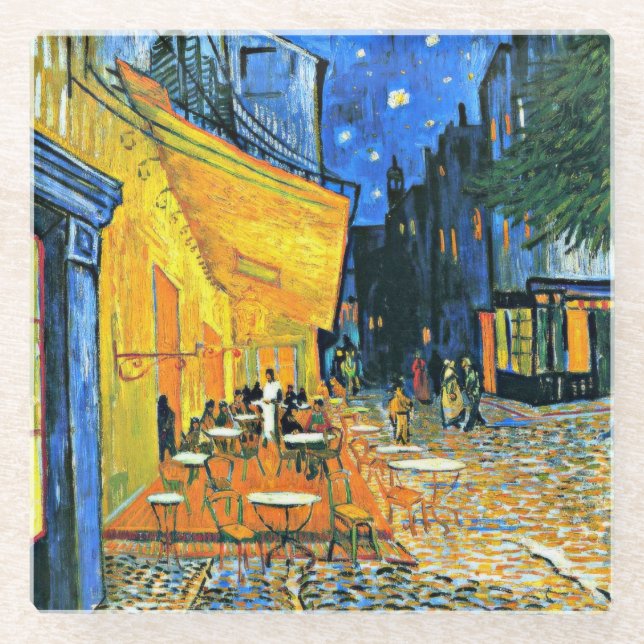 Dessous-de-verre En Verre Van Gogh - Cafe Terrasse, célèbre peinture (Devant)