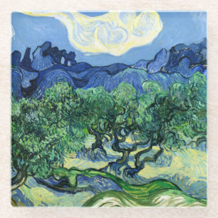 Dessous-de-verre En Verre Van Gogh - Oliviers aux Alpilles en Arrière - plan