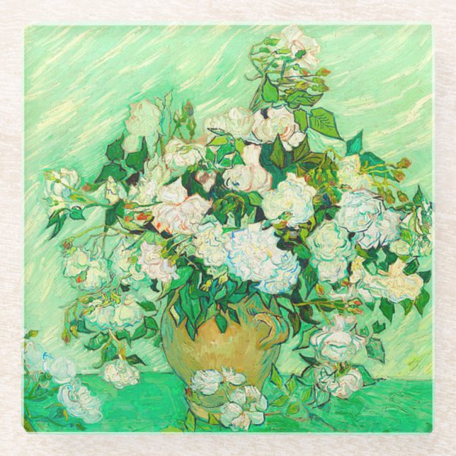 Dessous-de-verre En Verre Van Gogh White Roses (Devant)