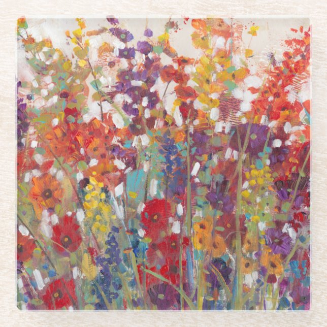 Dessous-de-verre En Verre Variété de fleurs (Devant)