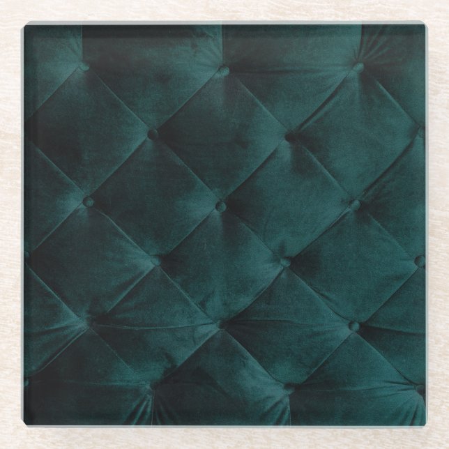 Dessous-de-verre En Verre Velvet Green : Élégance textile malachite (Devant)