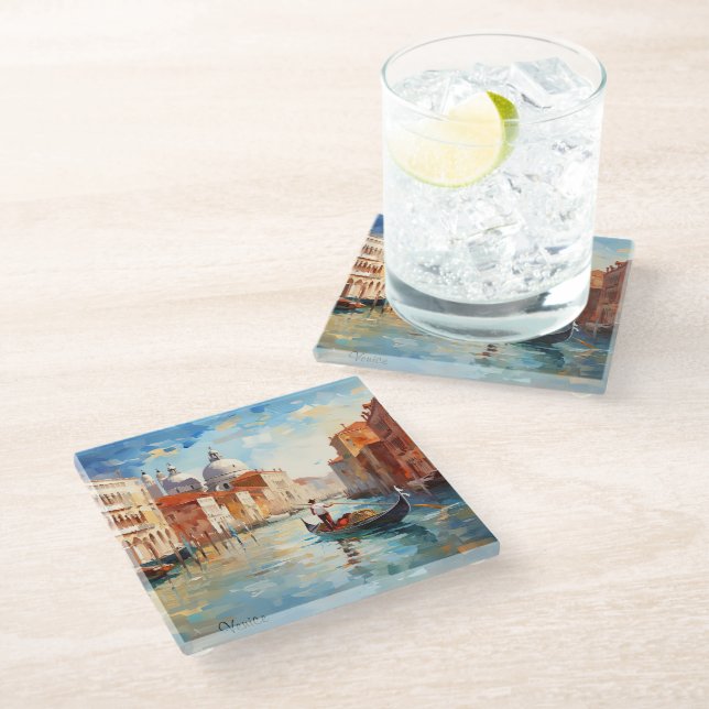 Dessous-de-verre En Verre Venise peinte, Italie (Incliné)