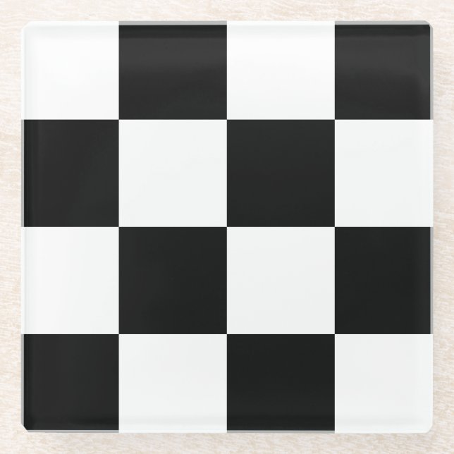Dessous-de-verre En Verre Vérificateur noir et blanc (Devant)