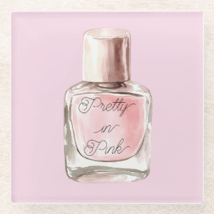 Dessous-de-verre En Verre Vernis à Ongles Rose Élégant
