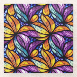 Dessous-de-verre En Verre Verre coloré floral : Conception colorée