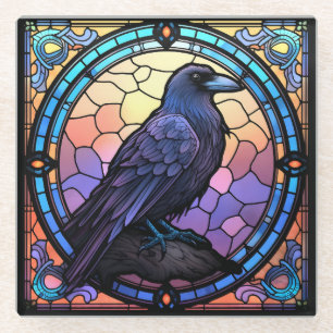 Dessous-de-verre En Verre Verre Éffrayant Raven