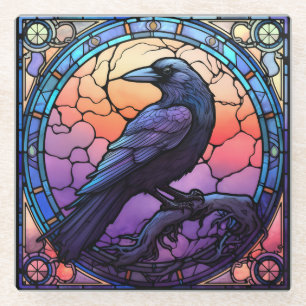 Dessous-de-verre En Verre Verre Éffrayant Raven
