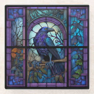Dessous-de-verre En Verre Verre Éffrayant Raven