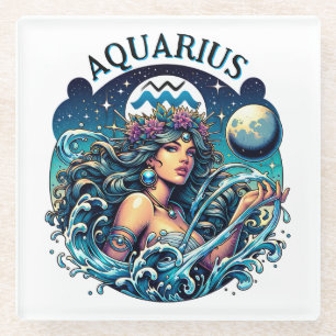 Dessous-de-verre En Verre Verseau Porteuse d'Eau Femme Magnifique Astrologie