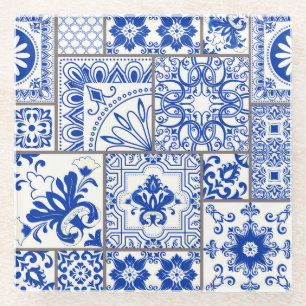 Dessous-de-verre En Verre Victorian Majolica : Patchwork Tile Motif.