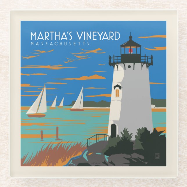 Dessous-de-verre En Verre Vignoble de Martha, Massachusetts | Phare (Devant)