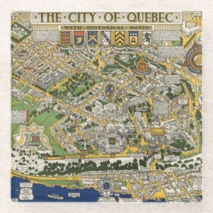 Dessous-de-verre En Verre Ville de carte du Québec