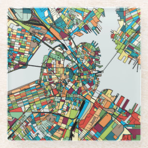 Dessous-de-verre En Verre Ville Etats-Unis de Boston