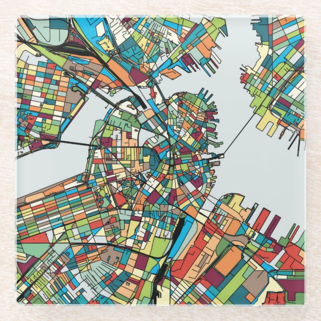 Dessous-de-verre En Verre Ville Etats-Unis de Boston (Devant)