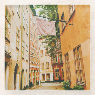 Dessous-de-verre En Verre Ville historique ancienne, Gamla Stan, Stockholm, 