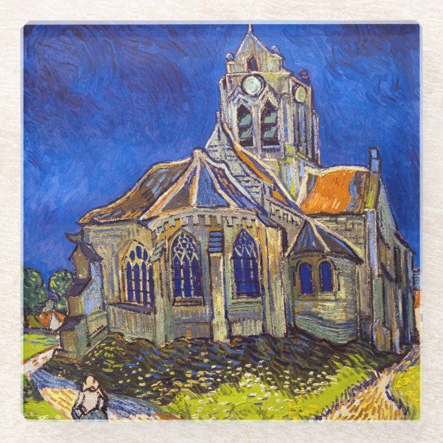 Dessous-de-verre En Verre Vincent van Gogh - L'église d'Auver (Devant)