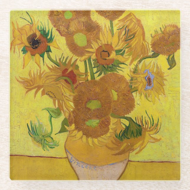 Dessous-de-verre En Verre Vincent van Gogh - Vase avec quinze tournesols (Devant)