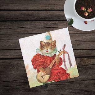 Dessous-de-verre En Verre Vintage Cat Clown Suit Jouer Mandolin
