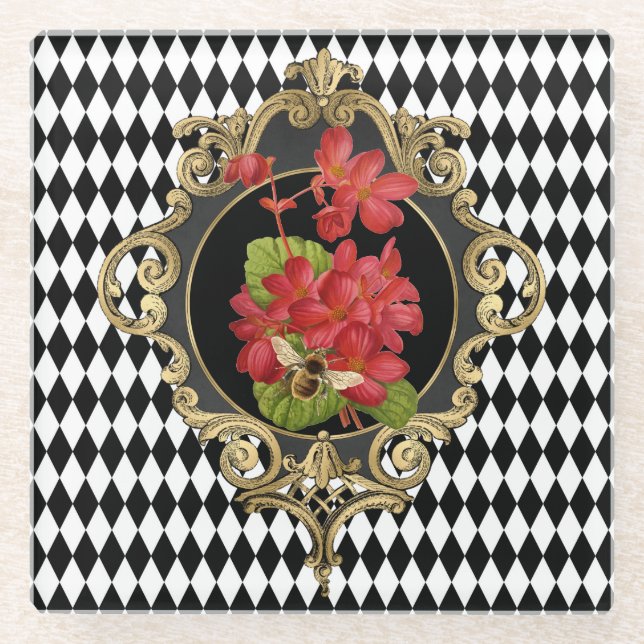 Dessous-de-verre En Verre Vintage Harlequin (Devant)