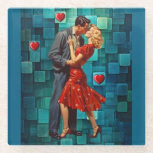 DESSOUS-DE-VERRE EN VERRE VINTAGE VALENTINE PASSION