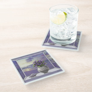 Dessous-de-verre En Verre violettes dans un bocal de lune