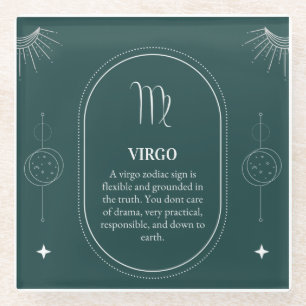 Dessous-de-verre En Verre Virgo personnaliser nom 12 signes du Zodiac