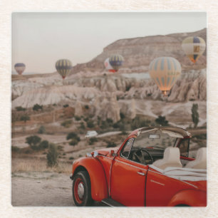 Dessous-de-verre En Verre Voiture Rouge Vintage classique à regarder des bal