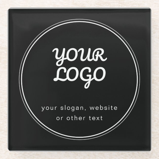 Dessous-de-verre En Verre Votre logo élégant modifiable noir et blanc (Devant)