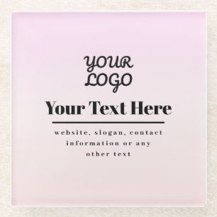 Dessous-de-verre En Verre Votre logo et texte   Ombré rose et pêche