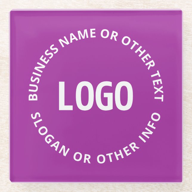 Dessous-de-verre En Verre Votre logo et votre texte personnalisable | Violet (Devant)