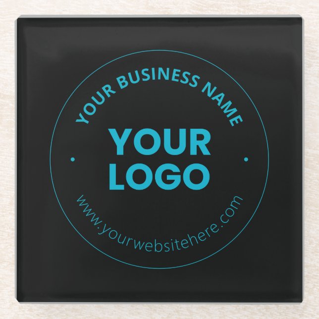 Dessous-de-verre En Verre Votre logo | Nom commercial et site Web modifiable (Devant)