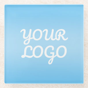Dessous-de-verre En Verre Votre logo & ombre simple moderne   Bleu clair