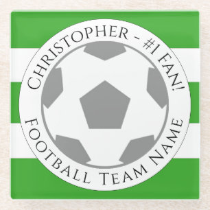 Dessous-de-verre En Verre Votre nom plus Football Nom de l'équipe Dessous de
