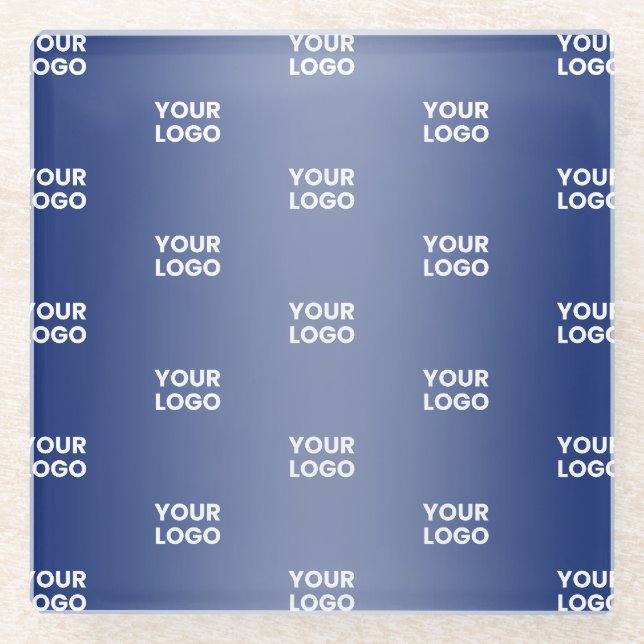 Dessous-de-verre En Verre Votre simple logo répétitif | Dégradé bleu (Devant)