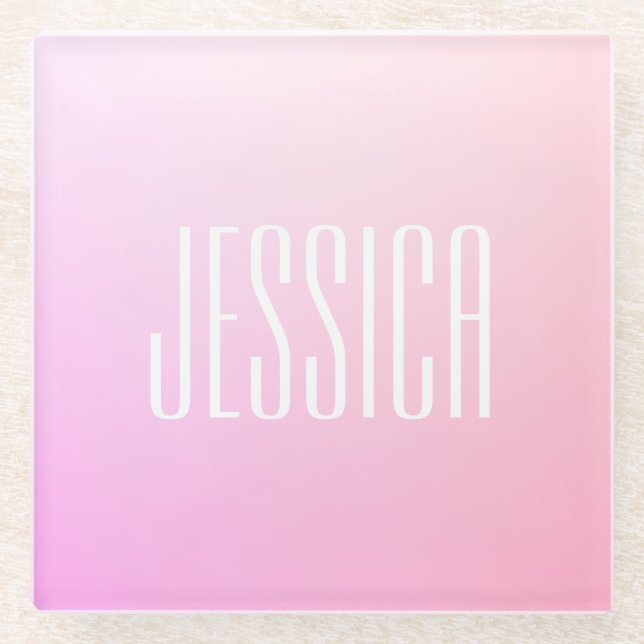 Dessous-de-verre En Verre Votre texte | Gradation rose subtile (Devant)