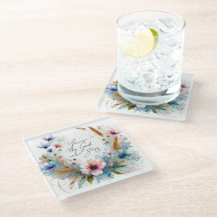 Dessous-de-verre En Verre Vous êtes le Dieu qui reste, floral aquarelle