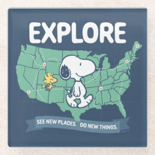 Dessous-de-verre En Verre Voyage sur route   Explorez les cacahuètes